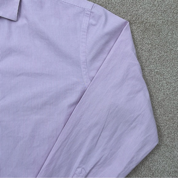 Armani Shirt Adult Neck 16 Large Purple Button Up Striped Double Cuff Luxury Men - Picture 4 of 14